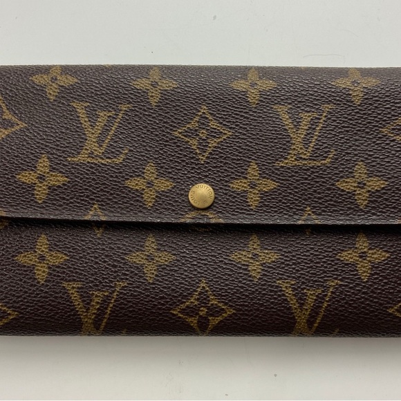 Good used Louis Vuitton Brown Monogram Sarah Long Wallet Iconic Design - Picture 1 of 13